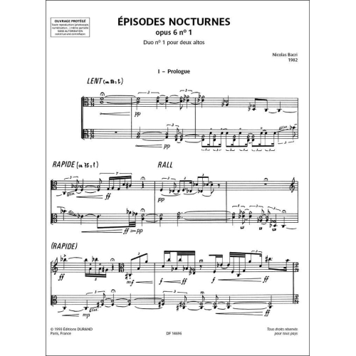Nicolas Bacri - Épisodes Nocturnes opus 6 n° 1