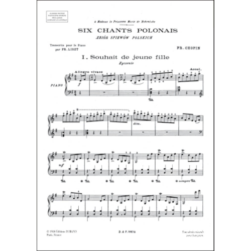Frédéric Chopin - 6 Chants Polonais S480/R145 Op.74