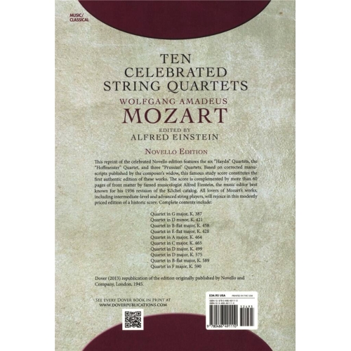 W.A Mozart - Ten Celebrated String Quartets