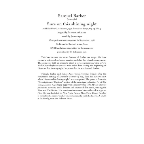 Barber, Samuel - Sure on this shining night, Op. 13, No. 3