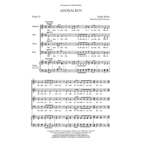 Judith Shatin - Adonai Ro'i