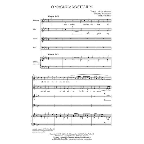 De Victoria, Tomás Luis - O Magnum Mysterium