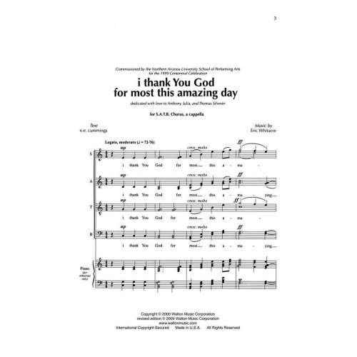 Whitacre, Eric - I Thank You God For Most This Amazing Day