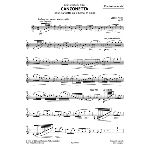 Pierne, Gabriel - Canzonetta Op. 119