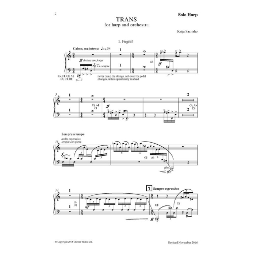 Saariaho, Kaija - Trans (Solo Harp Part)