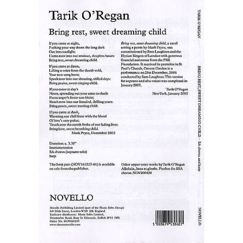 O'Regan, Tarik - Bring Rest, Sweet Dreaming Child (SA)