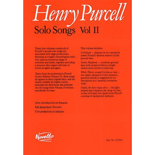 Purcell, Henry - Solo Songs Volume II (Volume 2)