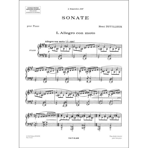 Dutilleux, Henri  -  Sonate Pour Piano