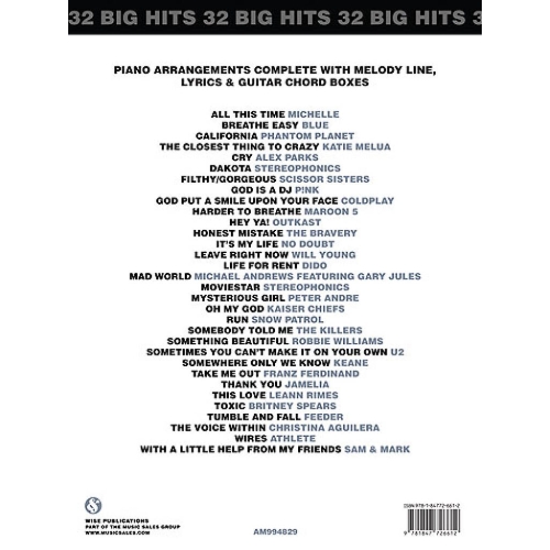 32 Big Hits Arranged For Piano, Voice And Guitar (Book And Pop The Question DVD)