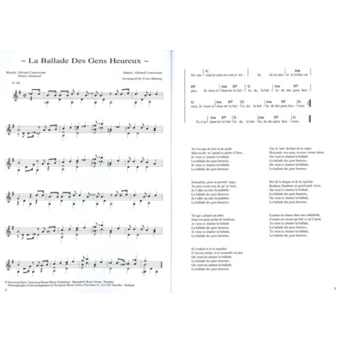 Chansons for Classical Guitar - Arr: Cees Hartog