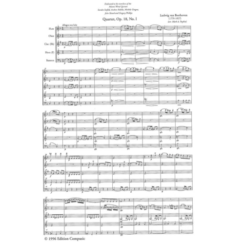 String quartet, Op. 18, No. 1 by Beethoven arr. wind quintet - Ludwig van Beethoven