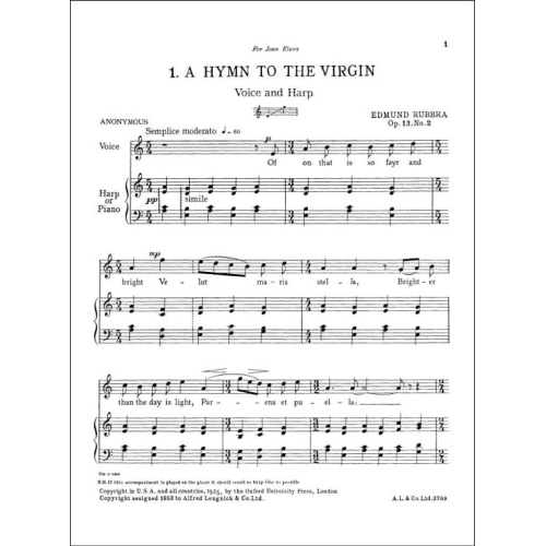 Rubbra, Edmund - Two Songs (Op13/2 & Op4/2)