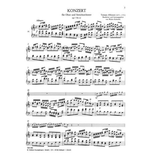 Albinoni, Tomaso - Concerto for Oboe Op7/12