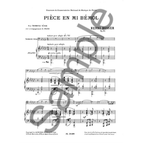 Busser, Henri - Piece in E Flat, Op. 33