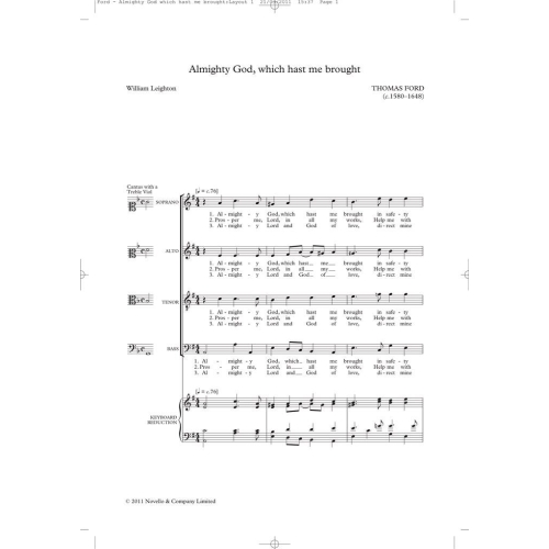 Ford, Thomas - Almighty God, Which Hast Me Brought (Tudor Anthems)