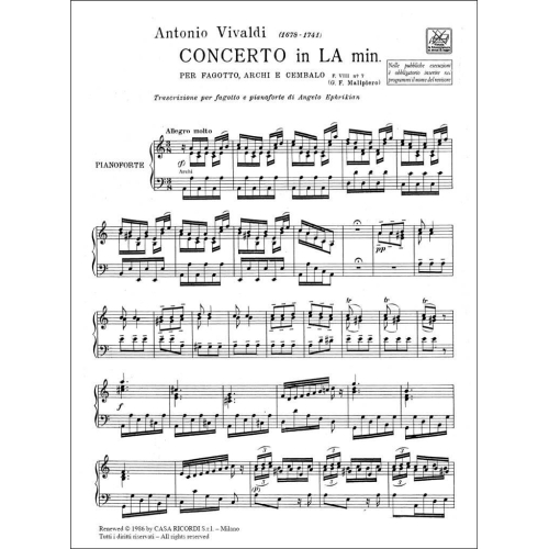 Vivaldi Concerto in A minor for Bassoon RV 497 FVIII No. 7
