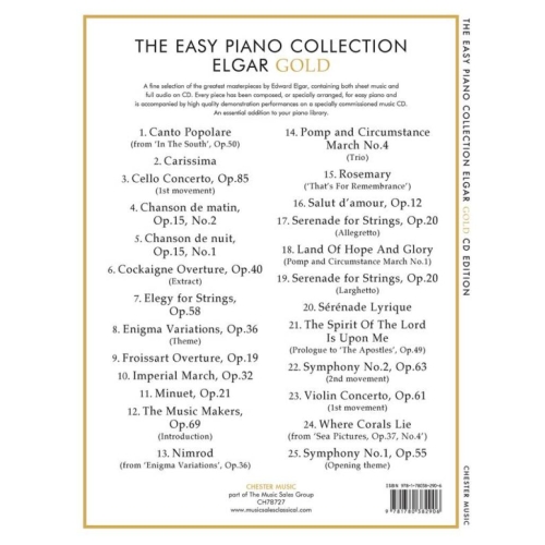 The Easy Piano Collection: Elgar - Gold Book/CD Ed
