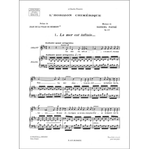 Faure, Gabriel - L'horizon chimerique Opus 118