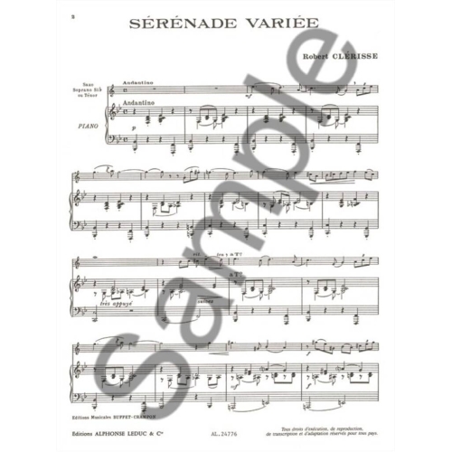 Clerisse, Robert - Serenade Variee (Tenor Saxophone & Piano)