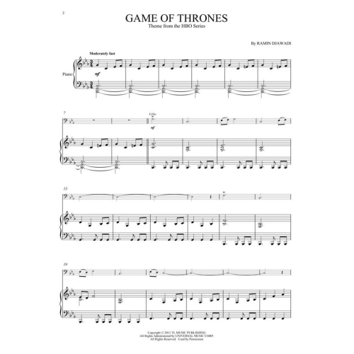 Game Of Thrones Theme (Cello w/ Piano)