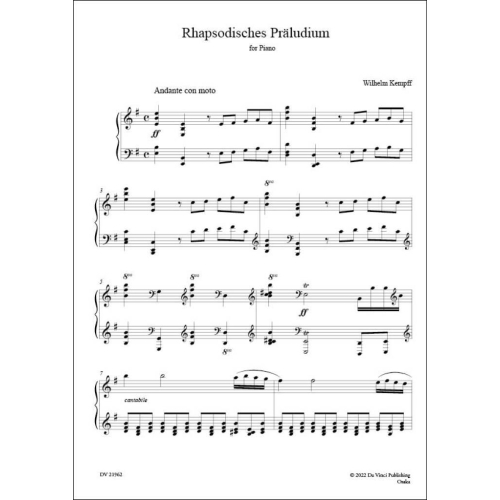 Kempff, Wilhelm – Rhapsodisches Präludium, for Piano