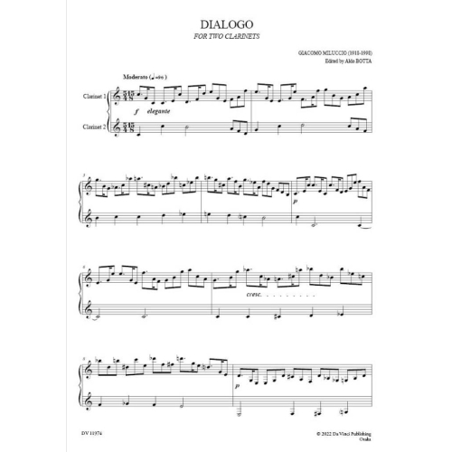 Miluccio, Giacomo - Dialogo, for Two Clarinets