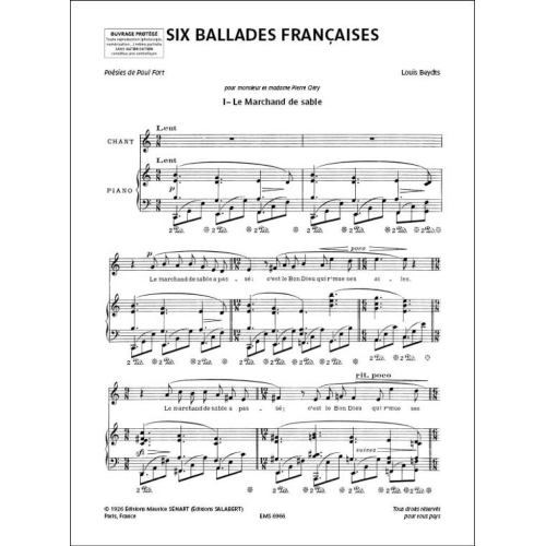 Beydts, Louis - Six Ballades françaises