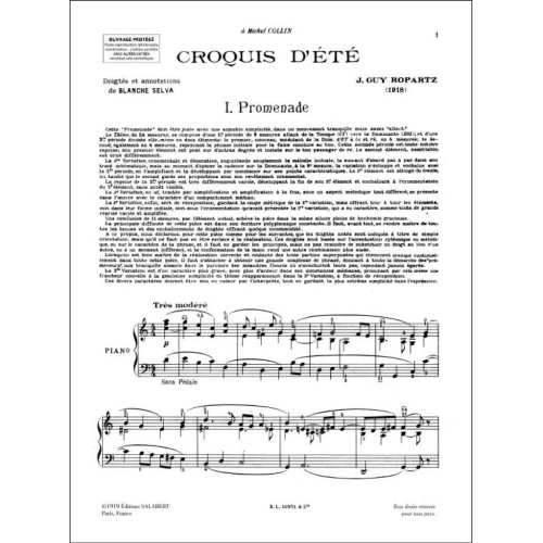 Croquis D'Ete Piano Recueil