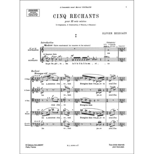 5 Rechants Choeur (12Vx-Mx) A Cappella