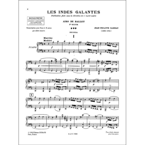 Jean-Philippe Rameau - Indes Galante Suite N 1 4 Mains