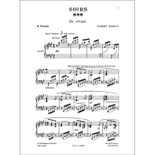 Florent Schmitt - Soirs, Opus 5, Dix Preludes Pour Piano