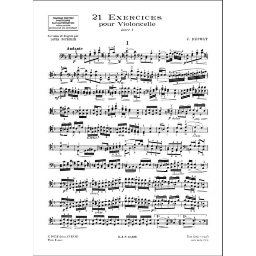 Jean-Louis Duport - Vingt Et Un (21) Exercices Vol 1 Violoncelle