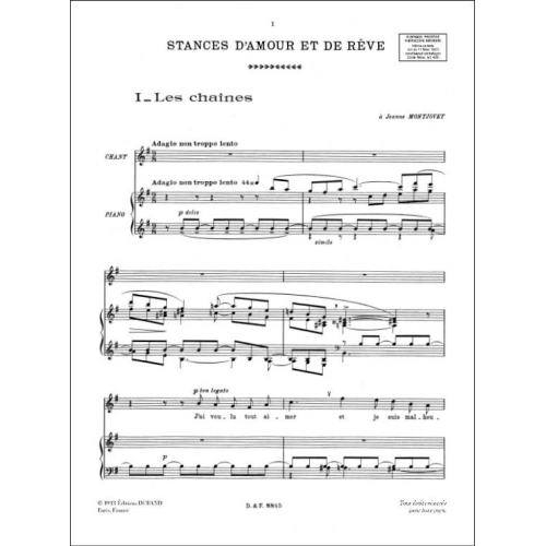Louis Vierne - Stances D'Amour Soprano-Piano