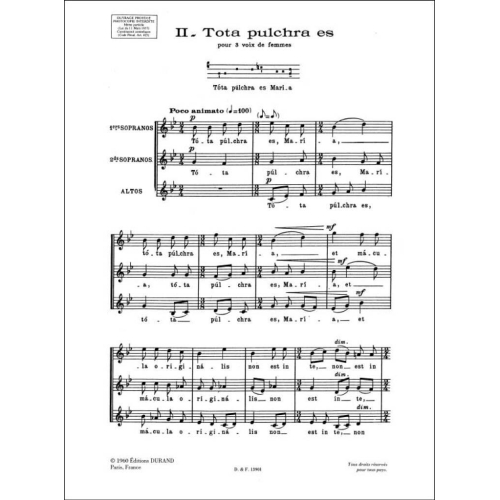 Maurice Duruflé - 4 Motets: Tota Pulchra Es Op.10 N 2