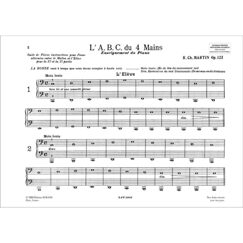 Robert-Charles Martin - L'A.B.C. du 4 Mains, Opus 123