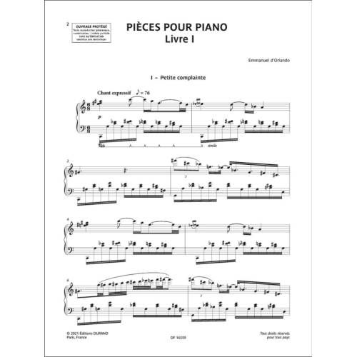 Emmanuel d'Orlando - Pièces pour piano - Livre I