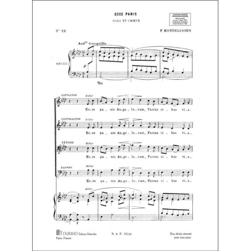 Felix Mendelssohn Bartholdy - Ecce Panis Choeurs