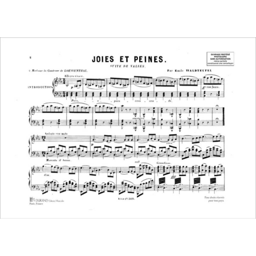 Emile Waldteufel - Joies Et Peines Piano