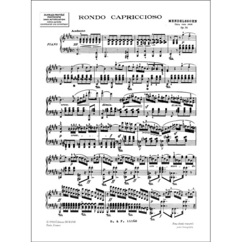 Felix Mendelssohn Bartholdy - Rondo Capriccioso Piano (Fournir Dc09550 Vol2