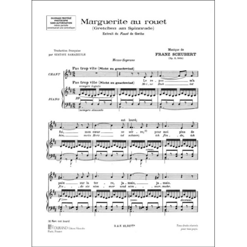Franz Schubert - Marguerite Au Rouet Mezzo-Piano