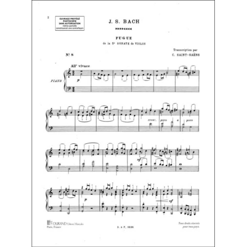 Johann Sebastian Bach - Fugue 5 Sonate Piano (Saint Saens)