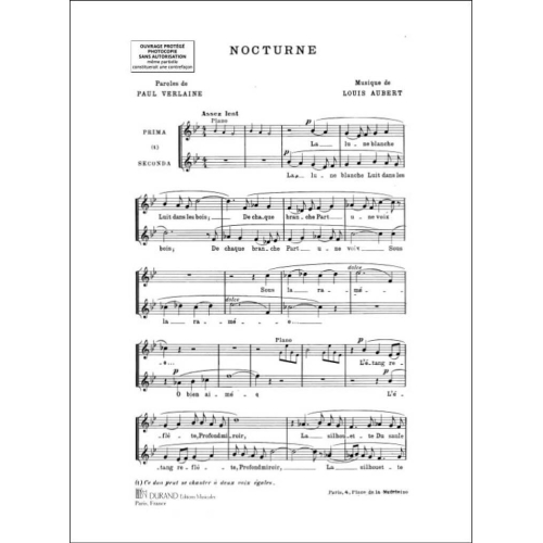 Louis Aubert - Nocturne 2 Voix Egales