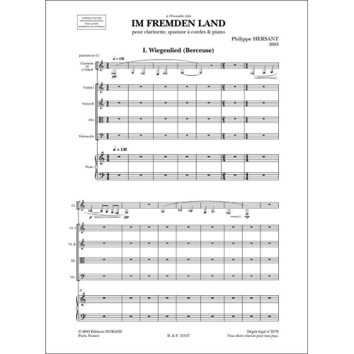 Philippe Hersant - Im Fremden Land - Score
