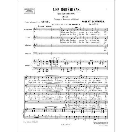 Robert Schumann - Les Bohemiens 4Vx Mixtes-Piano