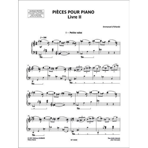 Emmanuel d'Orlando - Pièces pour piano - Livre II