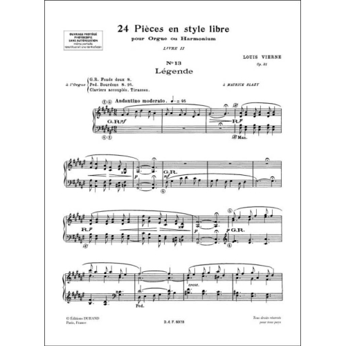 Louis Vierne - 24 Pièces en Style Libre Opus 31 Vol.2