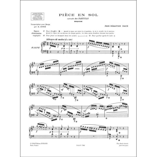 Johann Sebastian Bach - Pièce en Sol (Præambulum de Partita No. 5 BWV 829)