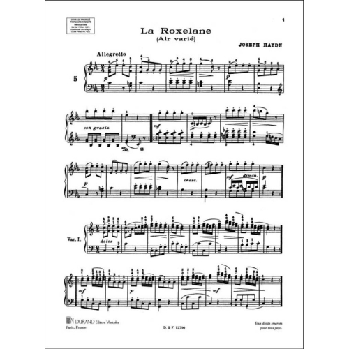 Haydn, Franz - La Roxelane - Air and Variations in C minor