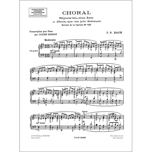 Johann Sebastian Bach - Choral : Jésus, que ma joie demeure