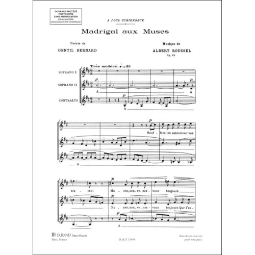 Albert Roussel - Madrigal Aux Muses, Opus 25